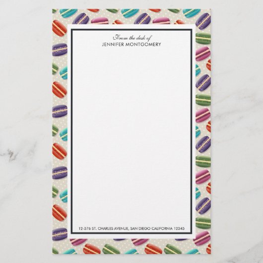 Niedliche Macarons-Muster mit Polka-Punkten Briefpapier (Vorderseite)