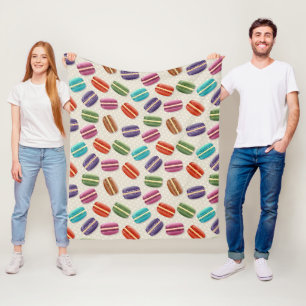 Niedliche Macarons-Muster mit Polka-Punkten Fleecedecke
