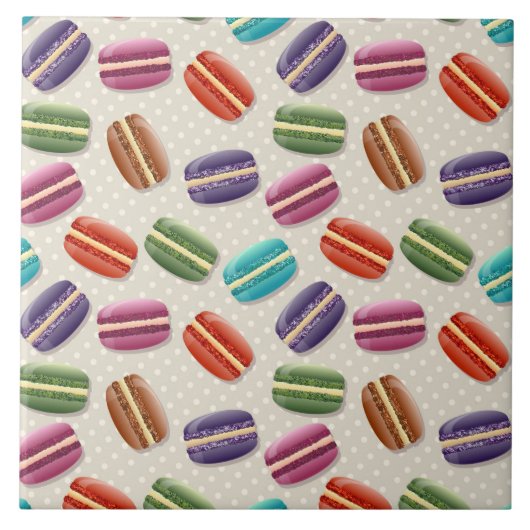 Niedliche Macarons-Muster mit Polka-Punkten Fliese (Vorderseite)