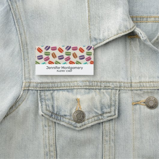 Niedliche Macarons-Muster mit Polka-Punkten Namensschild (Beispiel)