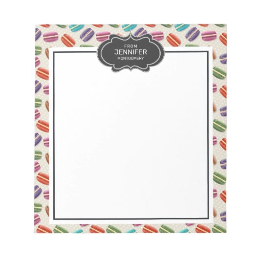 Niedliche Macarons-Muster mit Polka-Punkten Notizblock (Vorderseite)