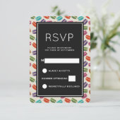 Niedliche Macarons-Muster mit Polka-Punkten RSVP Karte (Stehend Vorderseite)