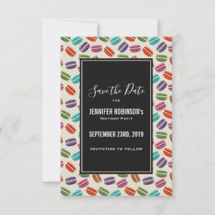 Niedliche Macarons-Muster mit Polka-Punkten Save The Date