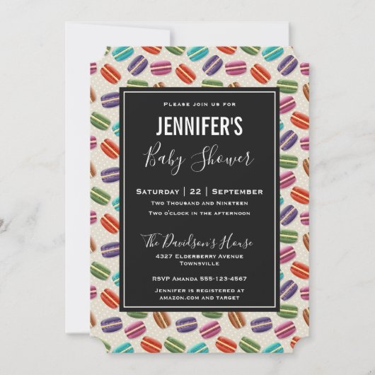 Niedliche Macarons Pattern Babydusche Einladung (Vorderseite)