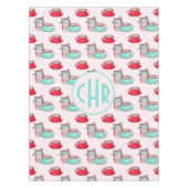 Niedliche Macarons und Cappuccino | Pastell | Mono Tischdecke (Vorderseite)