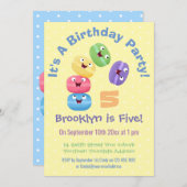 Niedliche Macaros Cartoon Geburtstag Einladung (Vorne/Hinten)