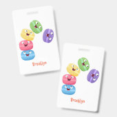 Niedliche Macaros Cartoon Illustration Ausweis (Vorder- & Rückseite)