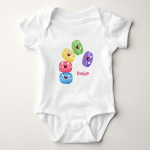 Niedliche Macaros Cartoon Illustration Baby Strampler