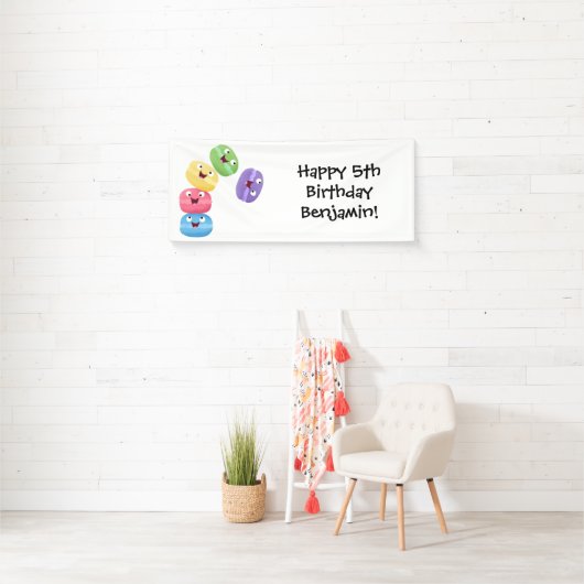Niedliche Macaros Cartoon Illustration Banner (Insitu)