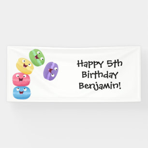 Niedliche Macaros Cartoon Illustration Banner