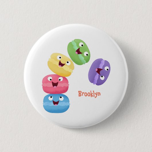 Niedliche Macaros Cartoon Illustration Button (Vorderseite)