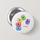 Niedliche Macaros Cartoon Illustration Button (Vorne & Hinten)