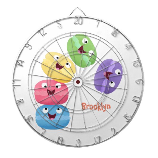 Niedliche Macaros Cartoon Illustration Dartscheibe (vorne)