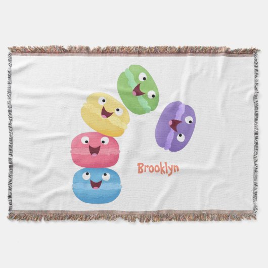 Niedliche Macaros Cartoon Illustration Decke (Vorderseite)