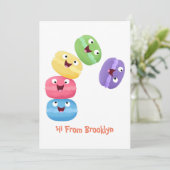 Niedliche Macaros Cartoon Illustration Einladung (Stehend Vorderseite)