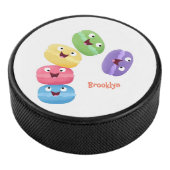 Niedliche Macaros Cartoon Illustration Eishockey Puck (3/4)