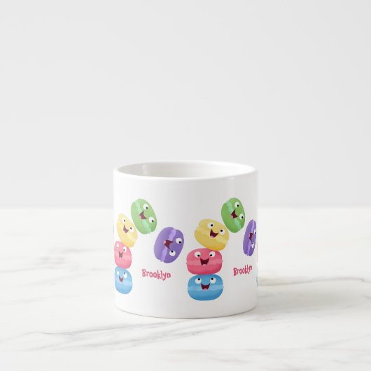 Niedliche Macaros Cartoon Illustration Espressotasse (Vorderseite)