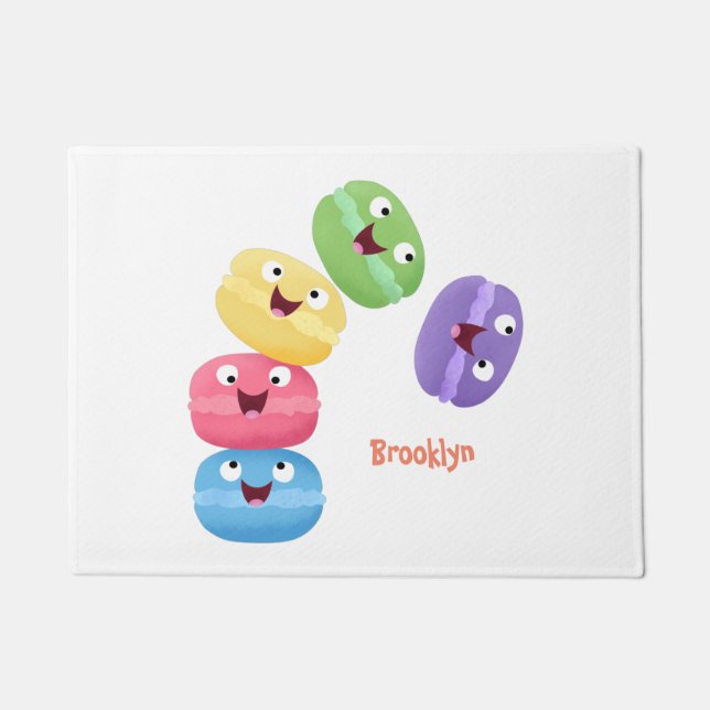 Niedliche Macaros Cartoon Illustration Fußmatte (Vorderseite)