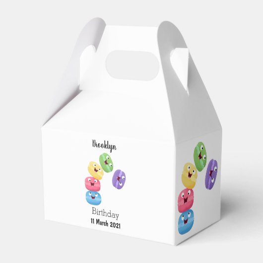 Niedliche Macaros Cartoon Illustration Geschenkschachtel (Vorderseite)