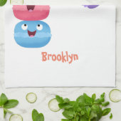 Niedliche Macaros Cartoon Illustration Geschirrtuch (Gefaltet)