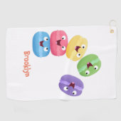 Niedliche Macaros Cartoon Illustration Golfhandtuch (Horizontal)