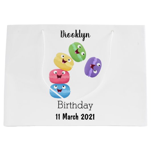 Niedliche Macaros Cartoon Illustration Große Geschenktüte (Vorderseite)