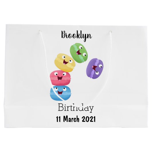 Niedliche Macaros Cartoon Illustration Große Geschenktüte (Rückseite)