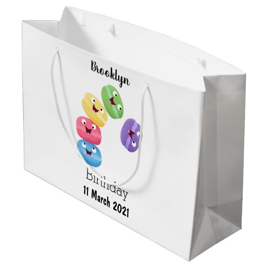 Niedliche Macaros Cartoon Illustration Große Geschenktüte (Rückseite Schrägansicht)