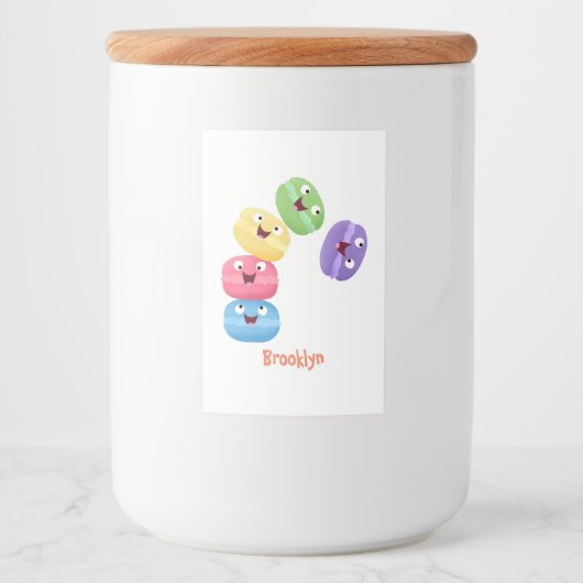 Niedliche Macaros Cartoon Illustration Lebensmitteletikett (Vorderseite)