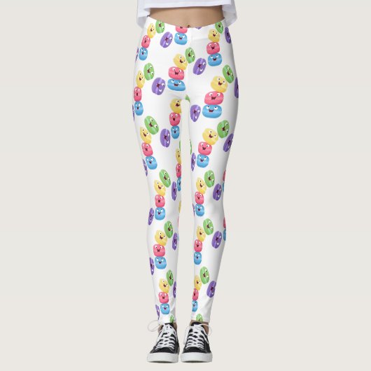 Niedliche Macaros Cartoon Illustration Leggings (Vorderseite)