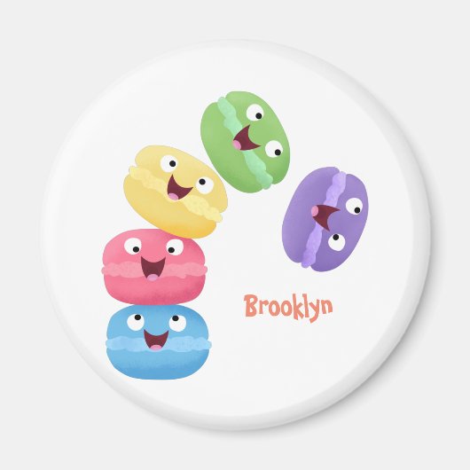 Niedliche Macaros Cartoon Illustration Magnet (Vorne)