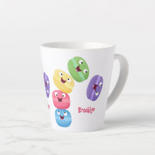 Niedliche Macaros Cartoon Illustration Milchtasse