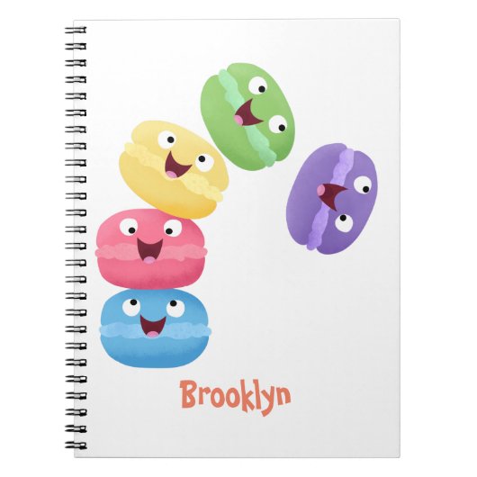 Niedliche Macaros Cartoon Illustration Notizblock (Vorderseite)