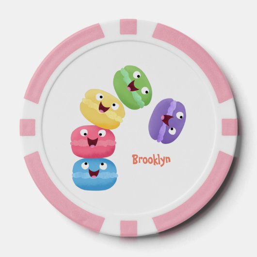 Niedliche Macaros Cartoon Illustration Pokerchips (Vorderseite)