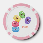 Niedliche Macaros Cartoon Illustration Pokerchips (Rückseite)