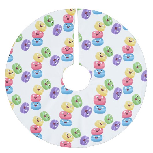 Niedliche Macaros Cartoon Illustration Polyester Weihnachtsbaumdecke (Vorderseite)