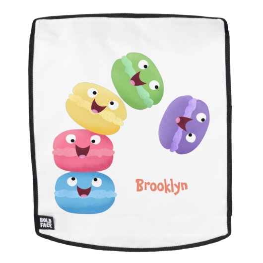 Niedliche Macaros Cartoon Illustration Rucksack (Abnehmbare Front)