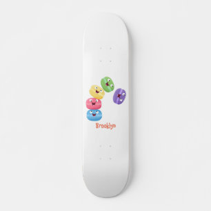Niedliche Macaros Cartoon Illustration Skateboard