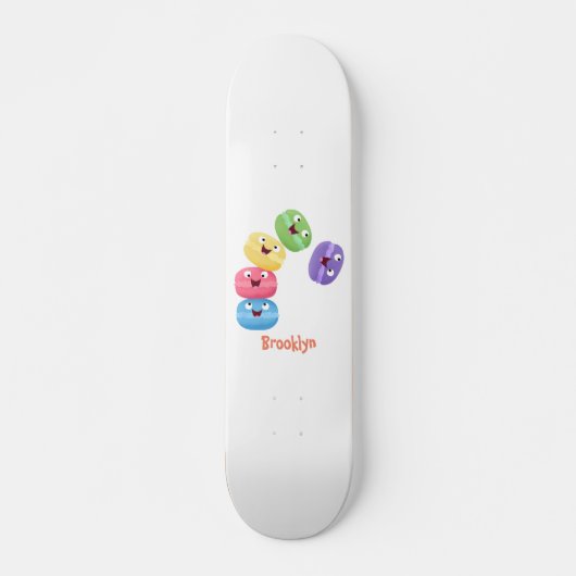 Niedliche Macaros Cartoon Illustration Skateboard (Vorne)
