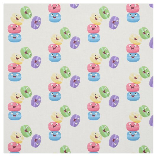 Niedliche Macaros Cartoon Illustration Stoff (Muster)