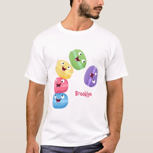 Niedliche Macaros Cartoon Illustration T-Shirt (Vorderseite)