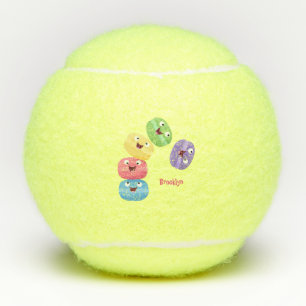 Niedliche Macaros Cartoon Illustration Tennisbälle