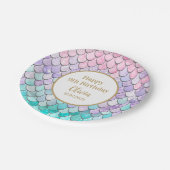 Niedliche Mädchen 9. Geburtstag Meerjungfrau Party Pappteller (Schrägansicht)