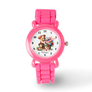 Niedliche Mädchen Blume tragen den Namen Armbanduhr