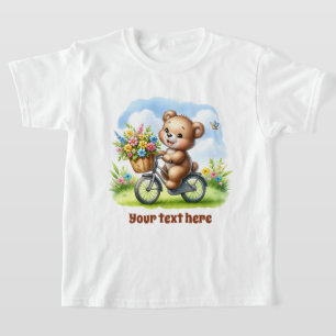 Niedliche Mädchen, die einen Bären nach Maß tragen T-Shirt