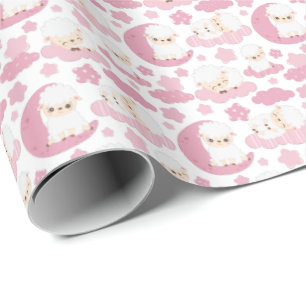 niedliche Mädchen duschen Lamm Geschenkpapier