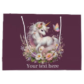 Niedliche Mädchen Einhorn-Party anpassbar Große Geschenktüte (Rückseite)