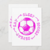 Niedliche Mädchen essen Schlafsoccer wiederholen - Begleitkarte (Vorne/Hinten)