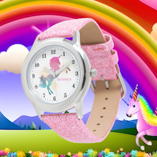 niedliche Mädchen Fantasie unicorn Name Watch Armbanduhr