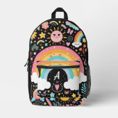 niedliche Mädchen hübsche, monogramm-schwarze Schu Bedruckter Rucksack (Vorderseite)